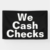 Wir lösen Schecks ein Schwarzes Geschäftsvorlage Banner (Horizontal)