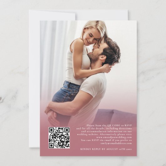 Wir machen 2 Fotos Script QR Rose Gold Hochzeit Einladung (Rückseite)