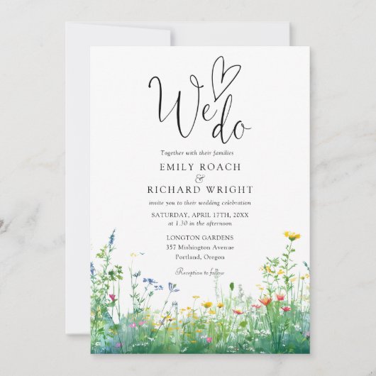 Wir machen Aquarell-Wildblumen-Hochzeit QR-Code Einladung (Vorderseite)