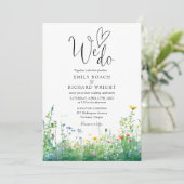 Wir machen Aquarell-Wildblumen-Hochzeit QR-Code Einladung (Stehend Vorderseite)
