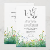 Wir machen Aquarell-Wildblumen-Hochzeit QR-Code Einladung (Vorne/Hinten)