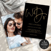 Wir machen Black Wedding mit Gold Script Foto Einladung