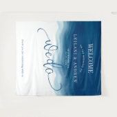 Wir machen Blue Ombre Wasserfarbenwave Hochzeit Wandteppich (Vorderseite (Horizontal))