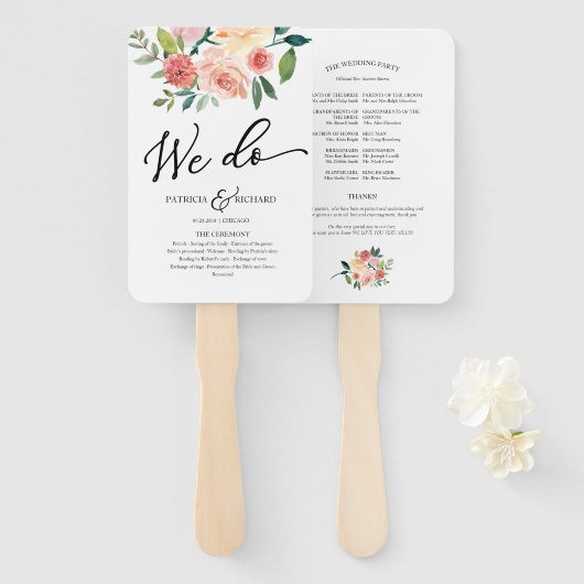 Wir machen Blumenwasser-Hochzeitsprogramm Fächer (Vorne und Hinten)