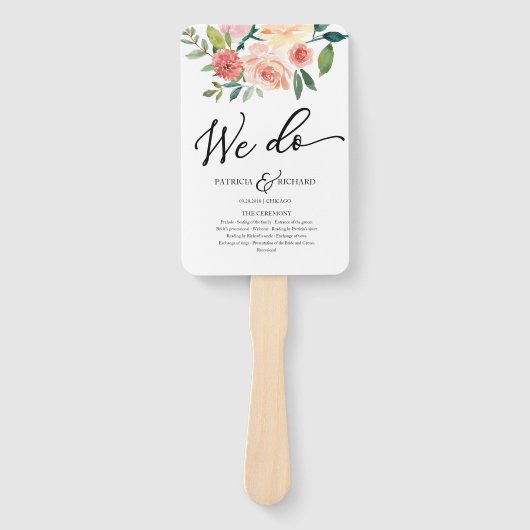 Wir machen Blumenwasser-Hochzeitsprogramm Fächer (Vorderseite)