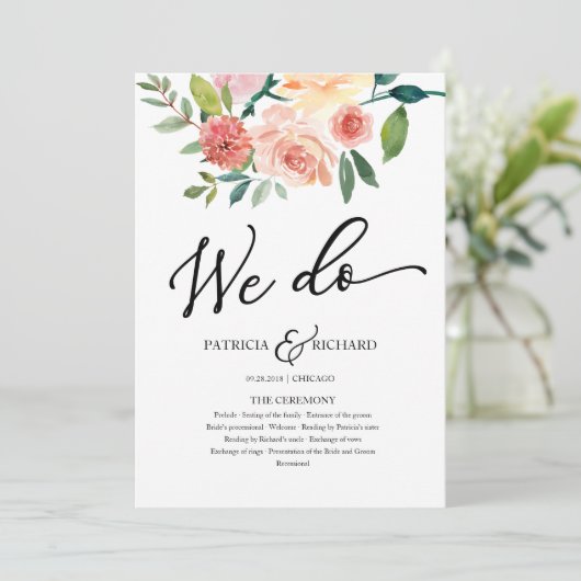 Wir machen Blumenwasser-Hochzeitsprogramm Programm (Stehend Vorderseite)