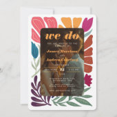 Wir machen Boho Chic Retro farbiges Foto floralWed Einladung (Vorderseite)
