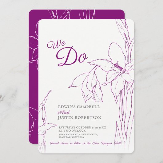 Wir machen Botanica gladiolus line art mulbeere li Einladung (Vorne/Hinten)