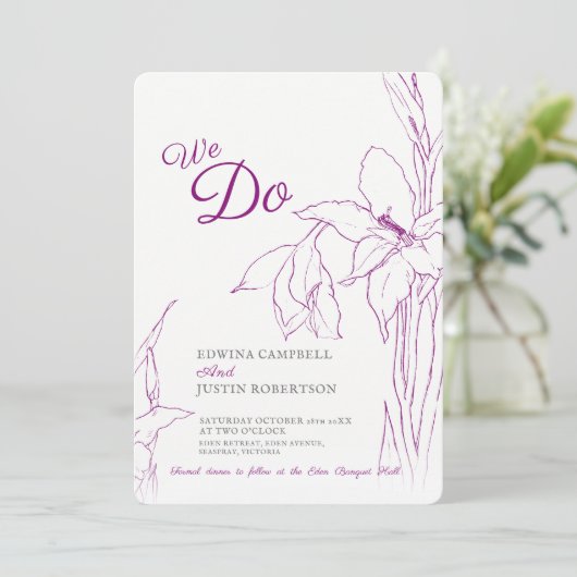 Wir machen Botanica gladiolus line art mulbeere li Einladung (Stehend Vorderseite)