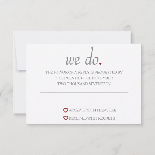 Wir machen die RSVP-Karte für Herz RSVP Karte (Vorderseite)