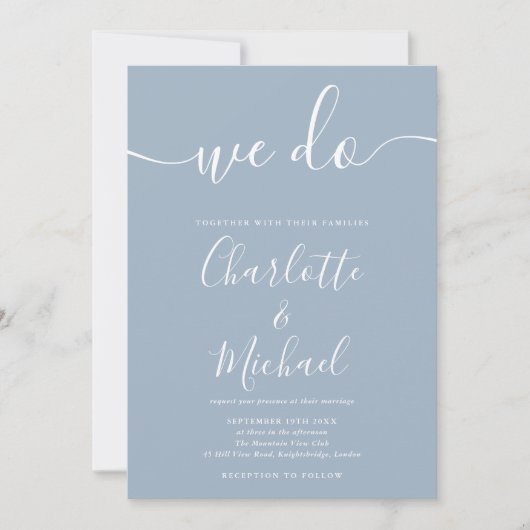 Wir machen dutzende Blue Signature Script Hochzeit Einladung (Vorderseite)