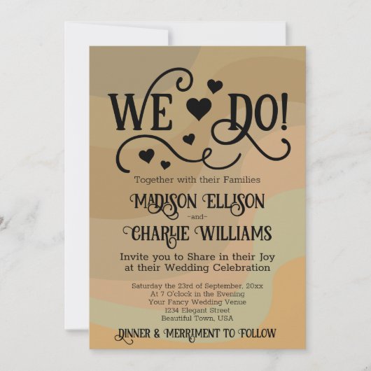 Wir machen Earthtone Retro Wirbel QR Code Foto Hoc Einladung (Vorderseite)