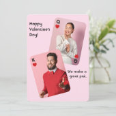 Wir machen ein großes Foto zum Valentinstag Feiertagskarte (Stehend Vorderseite)