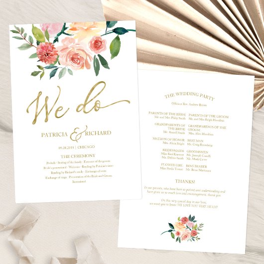 Wir machen ein Hochzeitsprogramm für goldene Wasse Fächer