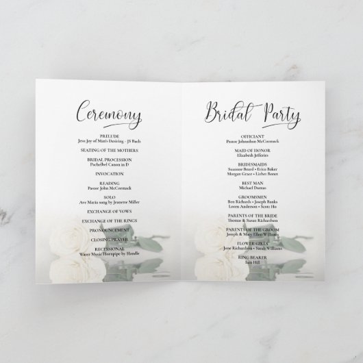 Wir machen eine elegante Elfenbeinblütenhochzeit m Programm (Innenseite)