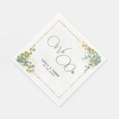 Wir machen eine grüne und goldene Eukalyptus-Aquar Serviette (Ecke)