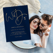 Wir machen eine Hochzeit mit dem Gold Script Foto  Einladung