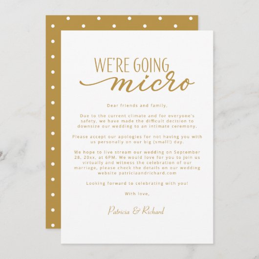 Wir machen eine Micro-Downsize-Hochzeitsankündigun Einladung (Vorne/Hinten)