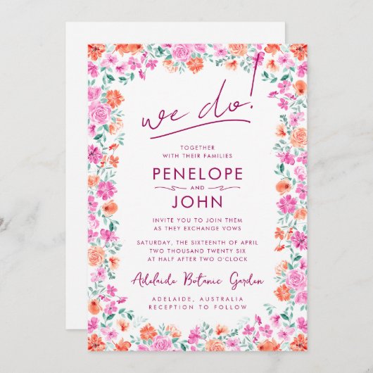 Wir machen eine moderne Boho-Hochzeit mit Wasserfa Einladung (Vorne/Hinten)