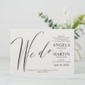 Wir machen eine moderne, einfache Schwarze Hochzei Einladung (Stehend Vorderseite)