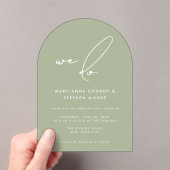 Wir machen eine moderne Heirat mit grüner Kalligra Acryleinladungen (Insitu (Handheld))