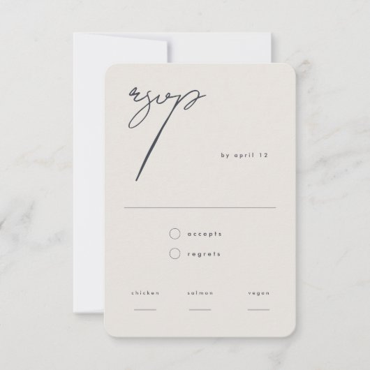 Wir machen eine moderne Minimalistische Beige-Kall RSVP Karte (Vorderseite)
