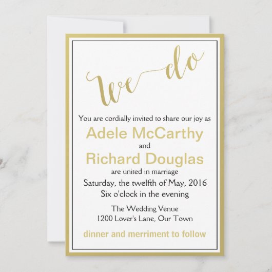 Wir machen eine moderne schicke Hochzeit Einladung (Vorderseite)