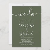 Wir machen eine Olive Green Signature Script Hochz Einladung (Vorderseite)