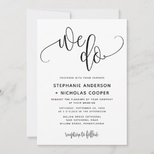 Wir machen eine schwarz-liebliche Script-Typografi Einladung
