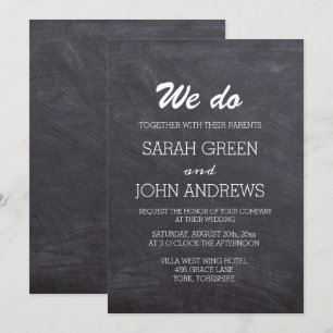 Wir machen eine Schwarz-Weiß-Chalkboard-Hochzeit Einladung