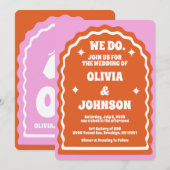 Wir machen einen modernen, kühl rosa, orangefarben einladung (Vorne/Hinten)