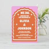 Wir machen einen modernen, kühl rosa, orangefarben einladung (Stehend Vorderseite)