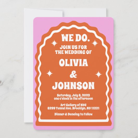 Wir machen einen modernen, kühl rosa, orangefarben einladung (Vorderseite)