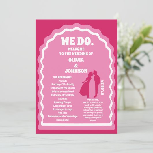 Wir machen einen rosafarbenen Retro-Bogengang Programm (Stehend Vorderseite)