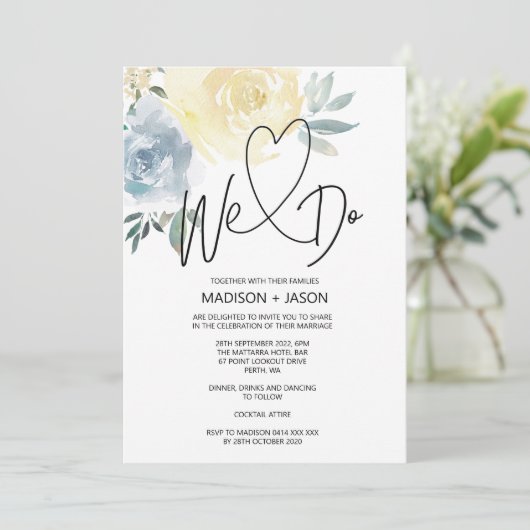 Wir machen einfache moderne Hochzeitscreme mit bla Einladung (Stehend Vorderseite)