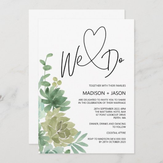 Wir machen einfache moderne Hochzeitsweiden Einladung (Vorne/Hinten)