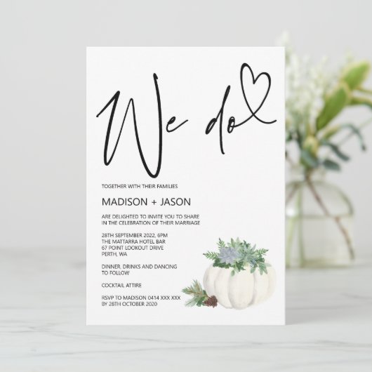 Wir machen einfachen modernen Hochzeitsfall-Ernted Einladung (Stehend Vorderseite)