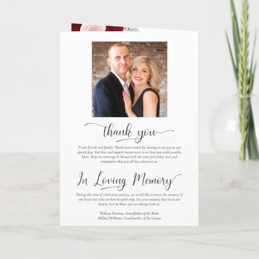 Wir machen elegante Burgundy Blush Boho Rose Hochz Programm (Rückseite)