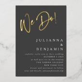 Wir machen elegante Hochzeitswebsite Soft Black Go Folieneinladung (Vorderseite)