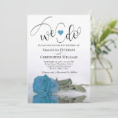 Wir machen elegante türkisblaue Rose Romantische H Einladung (Stehend Vorderseite)