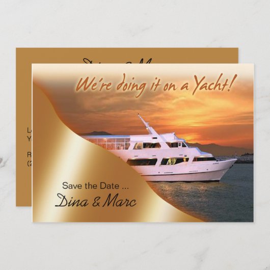 Wir machen es auf einer Yacht Save the Date (Vorne/Hinten)