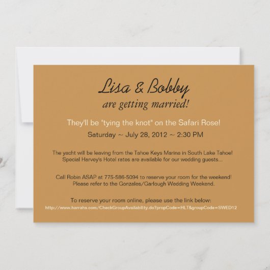 Wir machen es auf einer Yacht Save the Date (Rückseite)