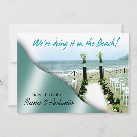 Wir machen es Save the Date am Strand (Vorderseite)
