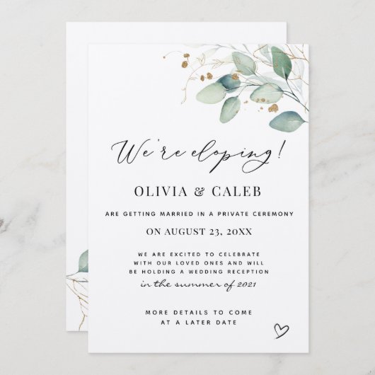 Wir machen Eukalyptus-Hochzeitserklärung Einladung (Vorne/Hinten)