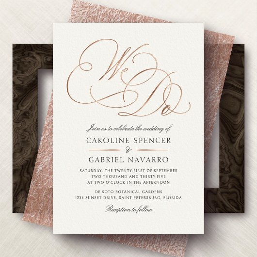 Wir machen formale Kalligrafie-Script-Hochzeit Folieneinladung