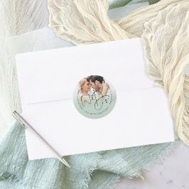 Wir machen Foto Rücksendeadresse Sage Green Weddin Runder Aufkleber
