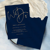 Wir machen Gold Script Navy Blue Wedding Einladung