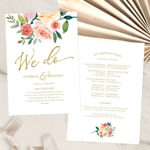 Wir machen goldene florale Aquarell-Hochzeitsprogr Fächer