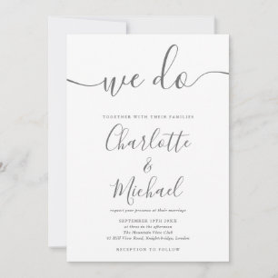 Wir machen graue und weiße Signature-Script-Hochze Einladung