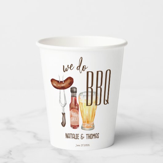 Wir machen GRILLEN Barbecue Brautparty Dusche Pappbecher (Rückseite)